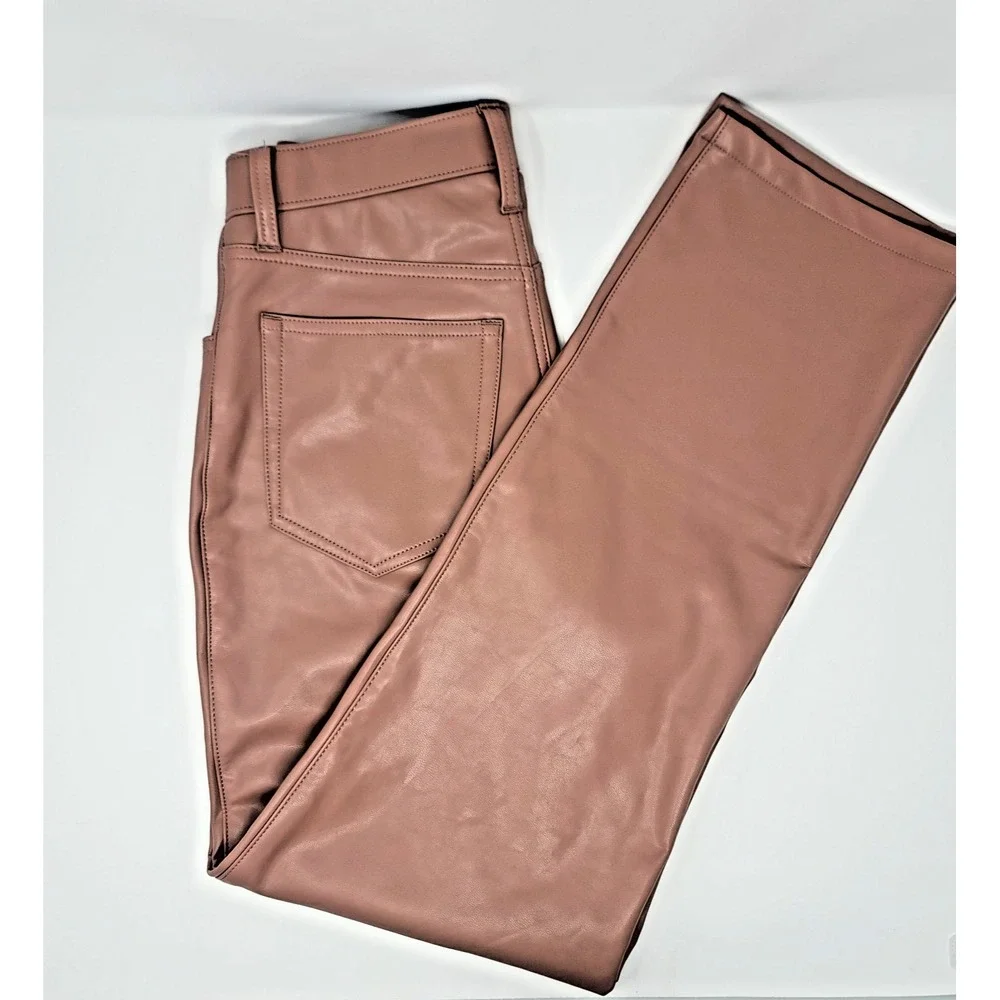 Abercrombie & Fitch The 90s Straight Ultra High Rise Vegan Leather Pants Sz 27/4 - Picture 7 of 10